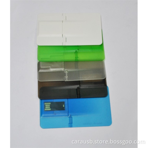 CaraUSB branded Transparent plastic material folding card Usb flash disk bank card gift cards customized pendrive 8GB colorful